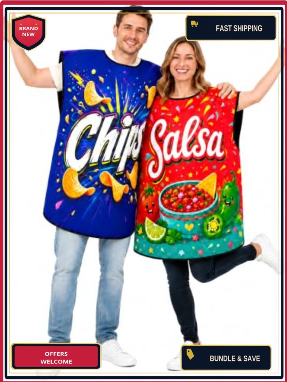 Chips and Salsa Costume Set 2 Pcs Funny Halloween Couple Outfits Adult One Size